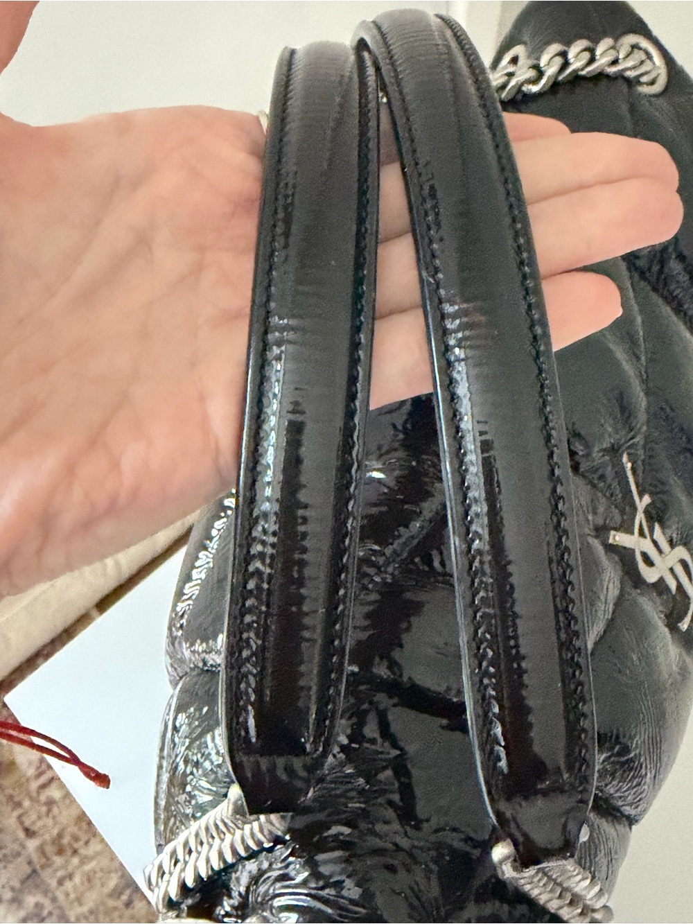 Saint Laurent YSL Medium Loulou Puffer Patent Lambskin Black Silver - Picture 10 of 16